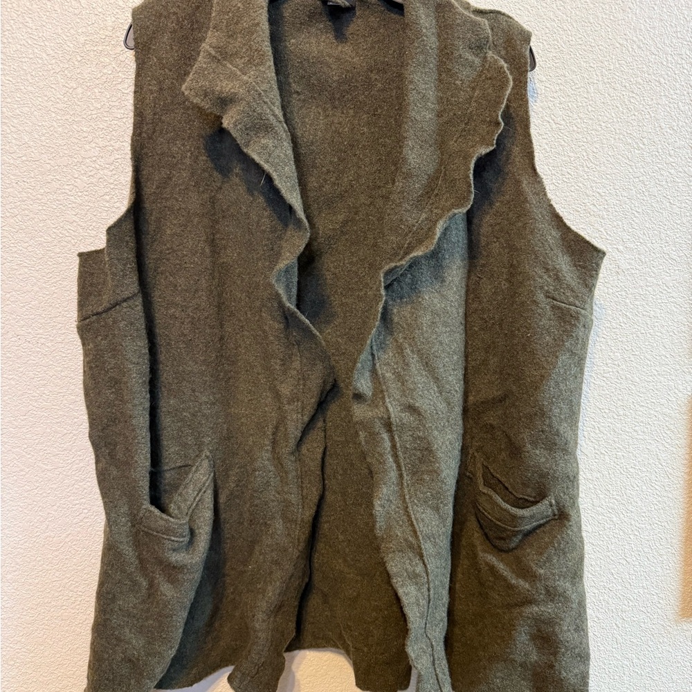Eileen Fisher Dark Olive Wool Vest